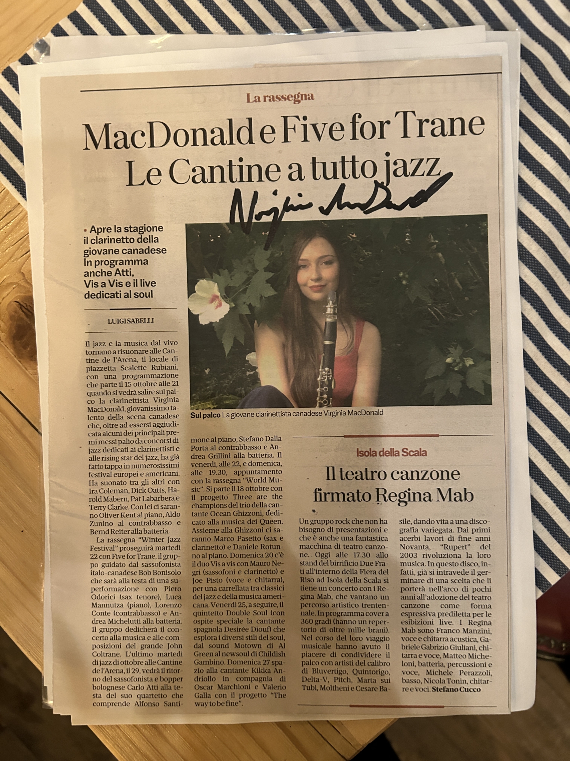 A write-up on the Virginia MacDonald Quartet’s performance at Le Cantine de l’Arena in Verona A write-up on the Virginia MacDonald Quartet's performance at Le Cantine de l'Arena in Verona